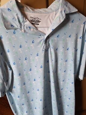 Straight Down Men's Light Blue Printed Polo